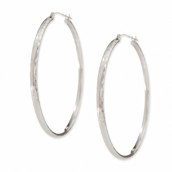 14K White Gold 45mm Hoop Earrings