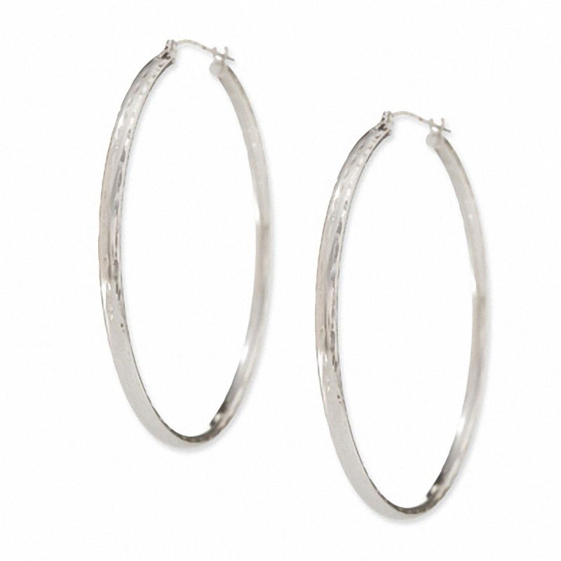 14K White Gold 45mm Hoop Earrings|Peoples Jewellers