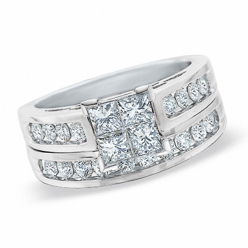 quad princess cut diamond bridal set