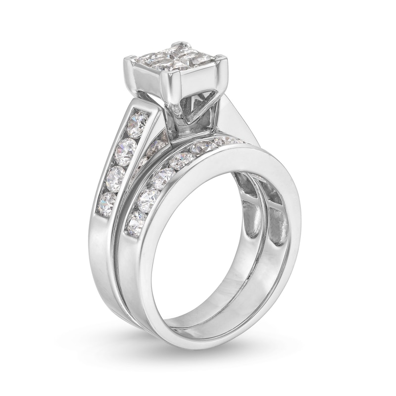 2.00 CT. T.W. Quad Princess-Cut Diamond Bridal Set in 14K White Gold