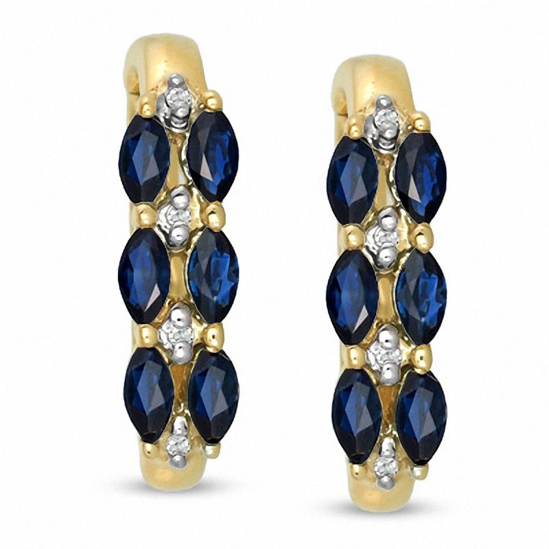 Marquise Blue Sapphire and Diamond Accent Earrings in 10K Gold