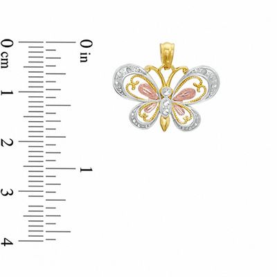 10K Tri-Tone Gold Butterfly Charm