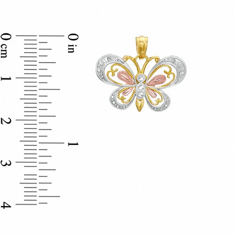 10K Tri-Tone Gold Butterfly Charm