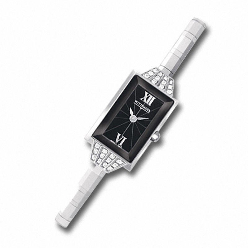 Ladies' Wittnauer Winter Garden Diamond Accent Bangle Watch with Rectangular Black Dial (Model: 10R14)|Peoples Jewellers
