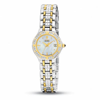 Ladies' Two-Tone Citizen Eco-Drive Lucca Watch (Model: EW0694-56D)