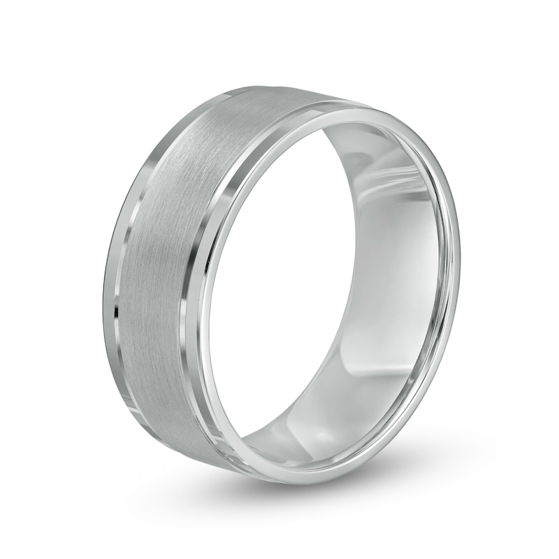 Men's 8.0mm Satin Comfort-Fit Wedding Band in 14K White Gold - Size 10