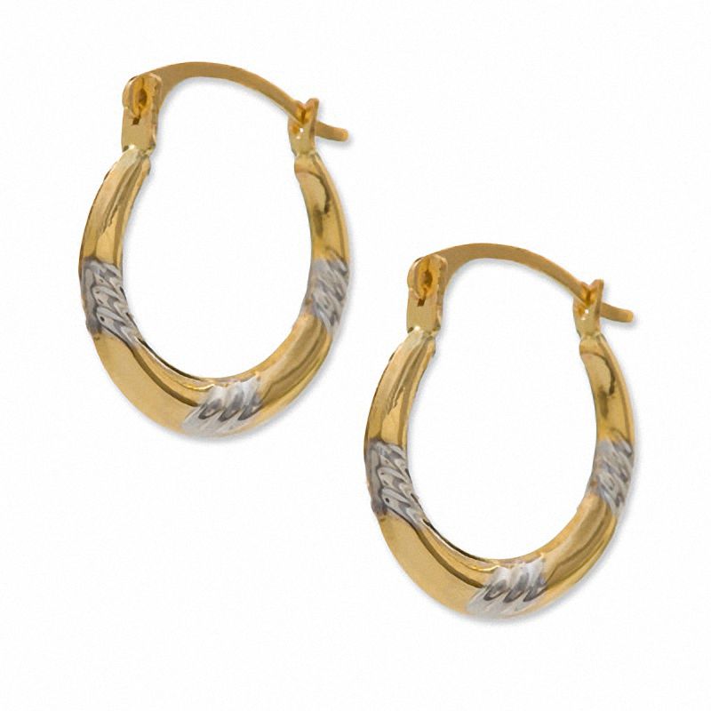 Triple Grooved Hoop Earrings in 14K Two-Tone Gold