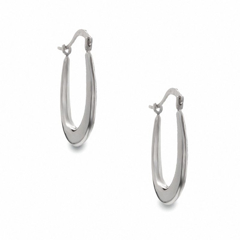 14K White Gold Oval Hoop Earrings|Peoples Jewellers