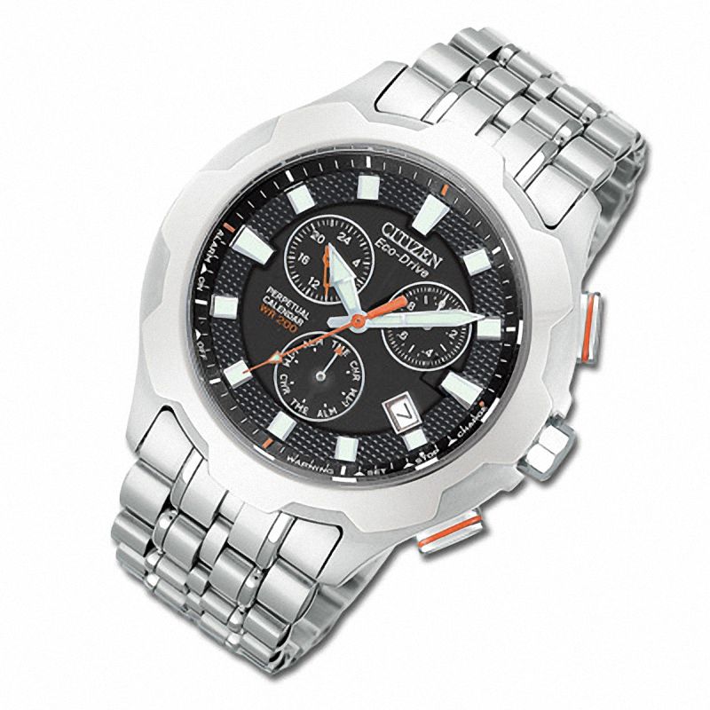 Men's Citizen Eco-Drive Chronograph Black Dial Watch in Stainless Steel (Model: BL5260-50E)