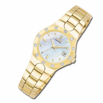 Ladies' Citizen Eco-Drive® Corso™ Gold-Tone Bracelet Watch with Diamond Accents (Model: EW0732-59D)