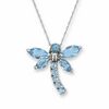 Blue Topaz Dragonfly Pendant in 10K White Gold