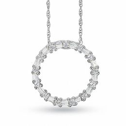 0.20 CT. T.W. Diamond Circle Pendant in 10K White Gold