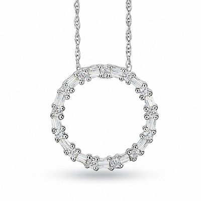 0.20 CT. T.W. Diamond Circle Pendant in 10K White Gold