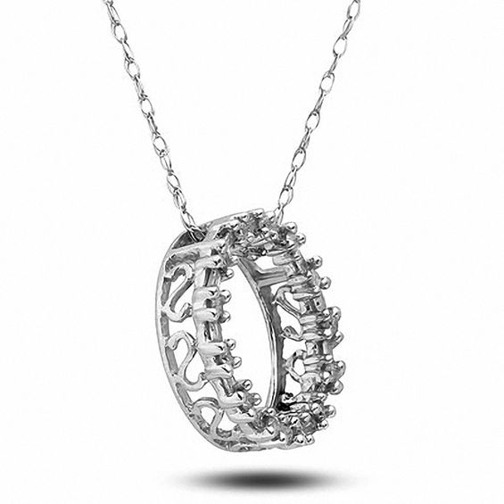 0.20 CT. T.W. Diamond Circle Pendant in 10K White Gold