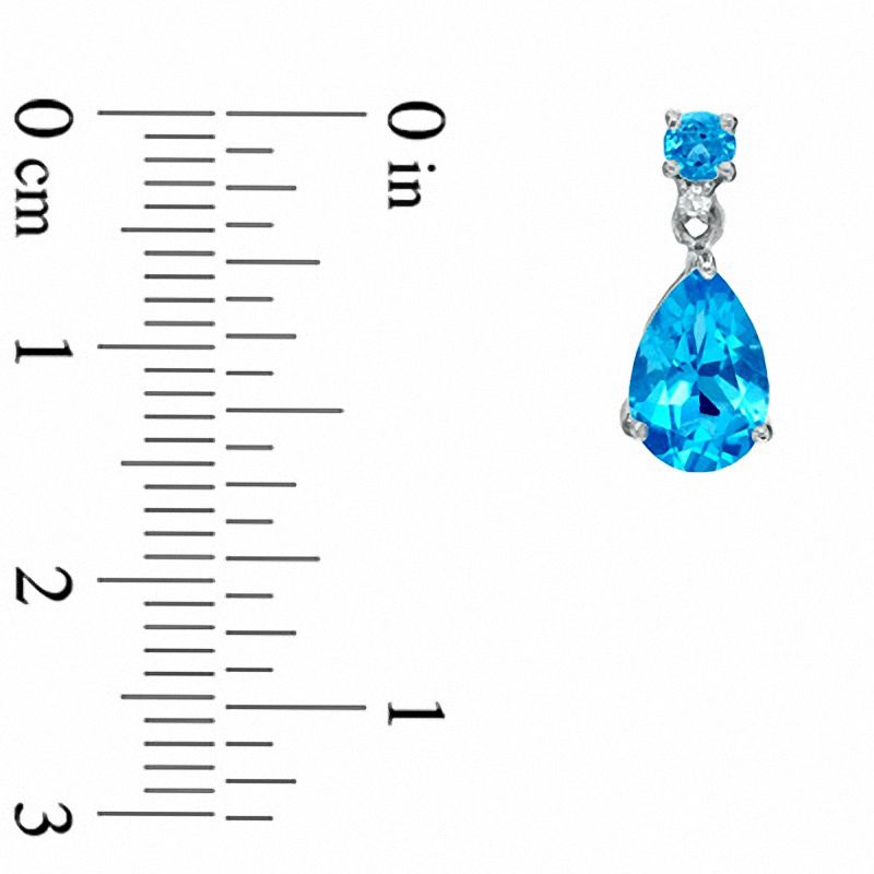 Pear-Shaped Blue Topaz and Diamond Accent Drop Earrings in 10K White Gold