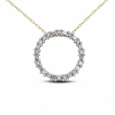 0.17 CT. T.W. Diamond Circle Pendant in 10K Gold