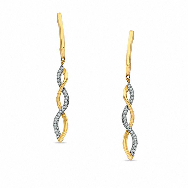 Main Image 1 of 0.15 CT. T.W. Diamond Twine Drop Earrings in 10K Gold