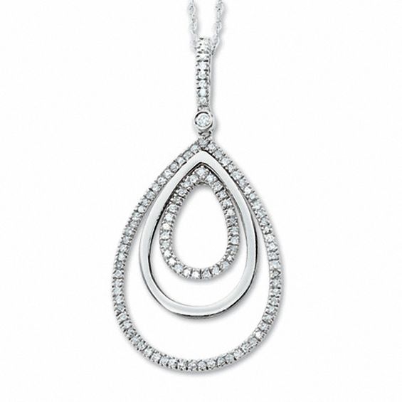 0.30 CT. T.W. Diamond Triple Teardrop Pendant in 10K Gold