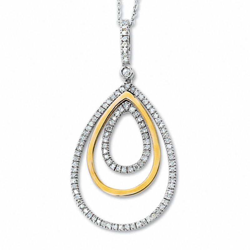 Main Image 1 of 0.30 CT. T.W. Diamond Triple Teardrop Pendant in 10K Gold