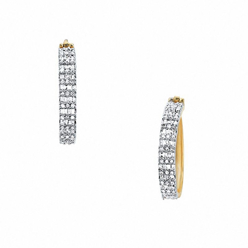0.50 CT. T.W. Diamond Hoop Earrings in 10K Gold|Peoples Jewellers