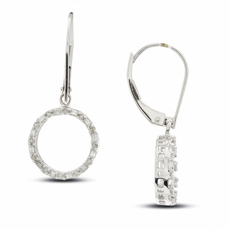 0.18 CT. T.W. Diamond Circle Earrings in 10K White Gold