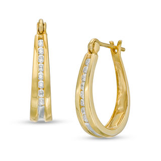 0.25 CT. T.W. Channel-Set Diamond Oval Hoop Earrings in 10K Gold