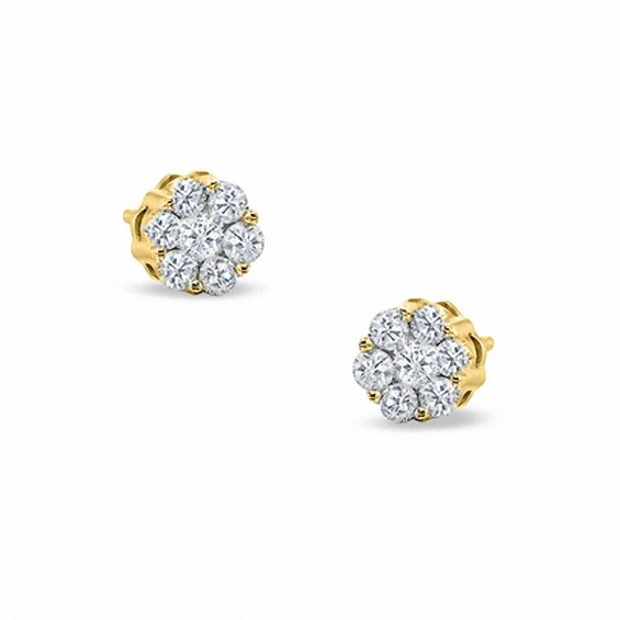 Flower Diamond Stud Earrings with 0.5 Carats