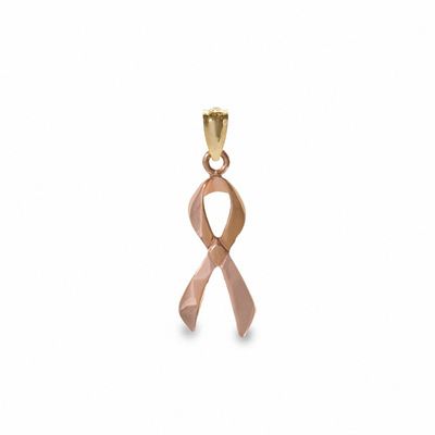 10K Two-Tone Gold Ribbon Charm Pendant