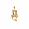 10K Gold Sitting Cats Charm Pendant