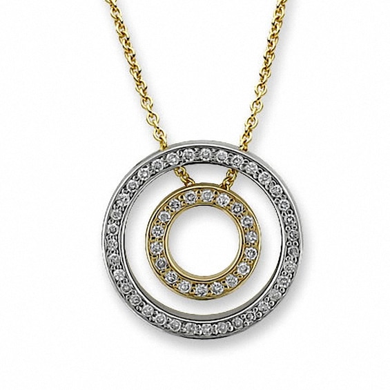 0.49 CT. T.W. Diamond Double Circle Pendant in 10K Two-Tone Gold