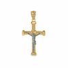 10K Two-Tone Gold Wide Crucifix Charm Pendant