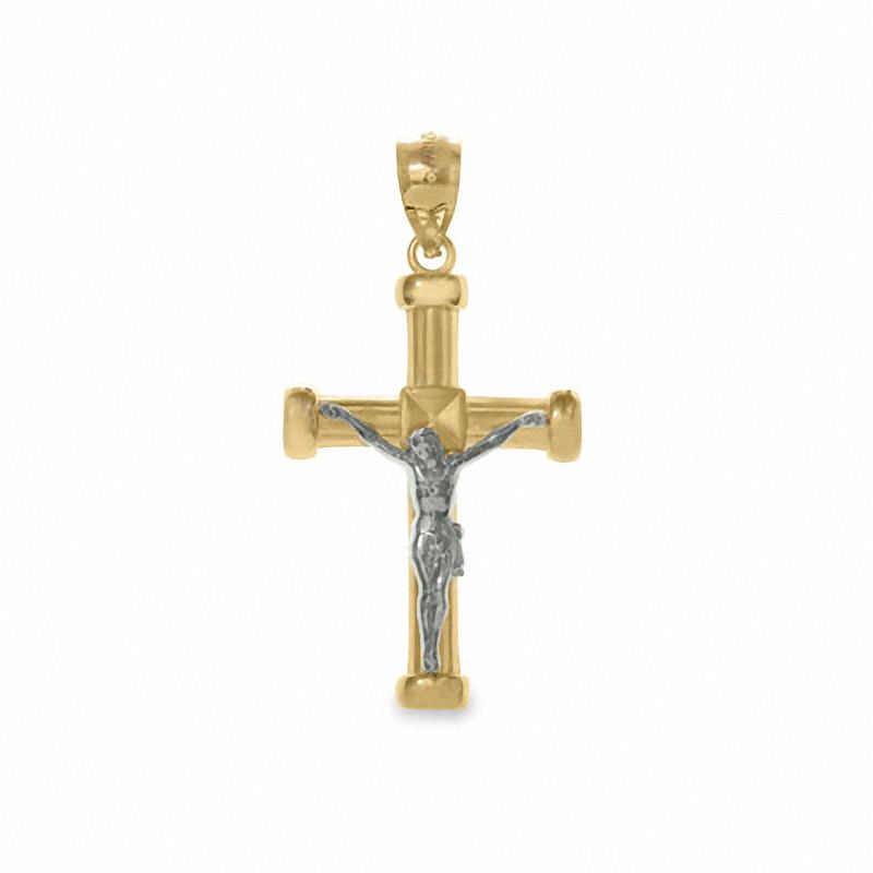 Main Image 1 of 10K Two-Tone Gold Wide Crucifix Charm Pendant