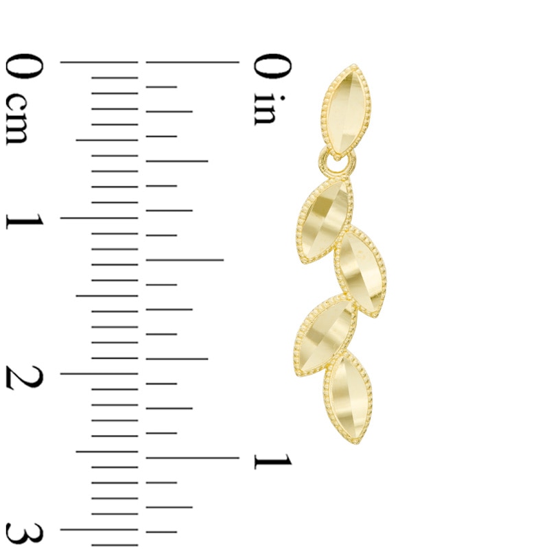 10K Gold Diamond-Cut Leaf Drop Earrings