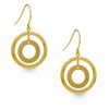 14K Gold Double Circle Tube and Disk Dangle Drop Earrings