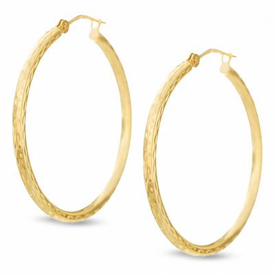 14K Gold 30mm Hinged Hoop Earrings