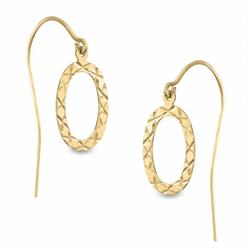 Main Image 1 of 14K Gold Mini Oval Disk Dangle Earrings