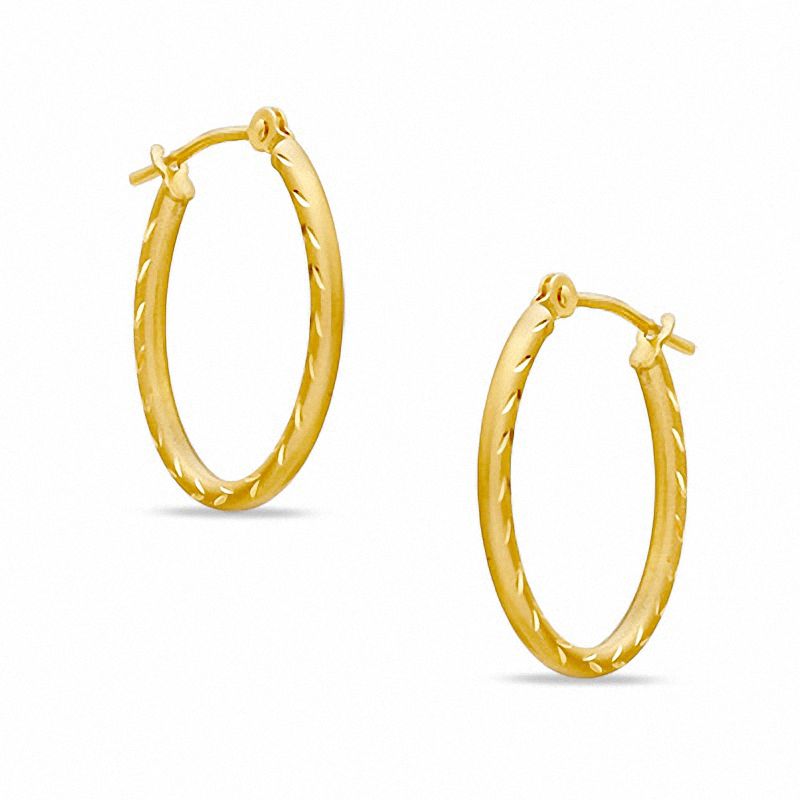 14K Two-Tone Gold Oval Hoop Earrings