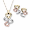Thumbnail Image 0 of Heart Pendant and Earring Set in Tri-Colour 10K Gold