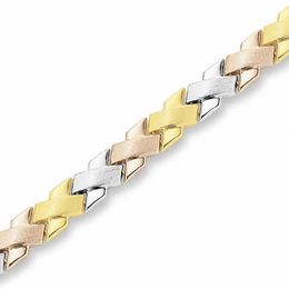 10K Tri-Tone Gold &quot;X&quot; Bracelet