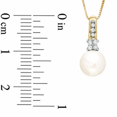 Freshwater Cultured Pearl and Diamond Accent Pendant in 10K Gold