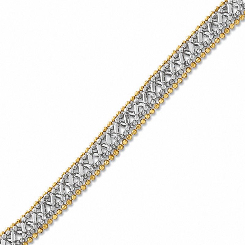 Diamond-Cut 10K Two-Tone Gold Bead Bracelet
