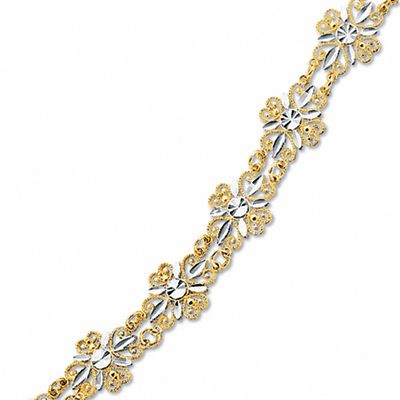 10K Two-Tone Gold Diamond-Cut Filigree Bracelet