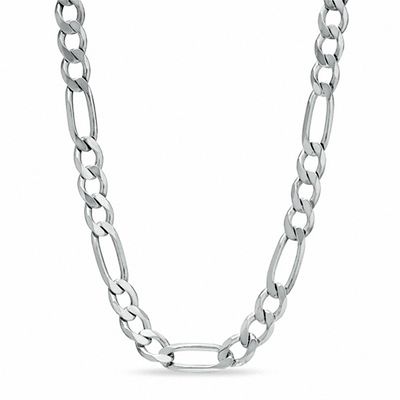 Men's 8.0mm Pavé Figaro Chain Bracelet in Sterling Silver - 9.0"