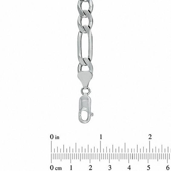 Men's 8.0mm Pavé Figaro Chain Bracelet in Sterling Silver - 9.0"