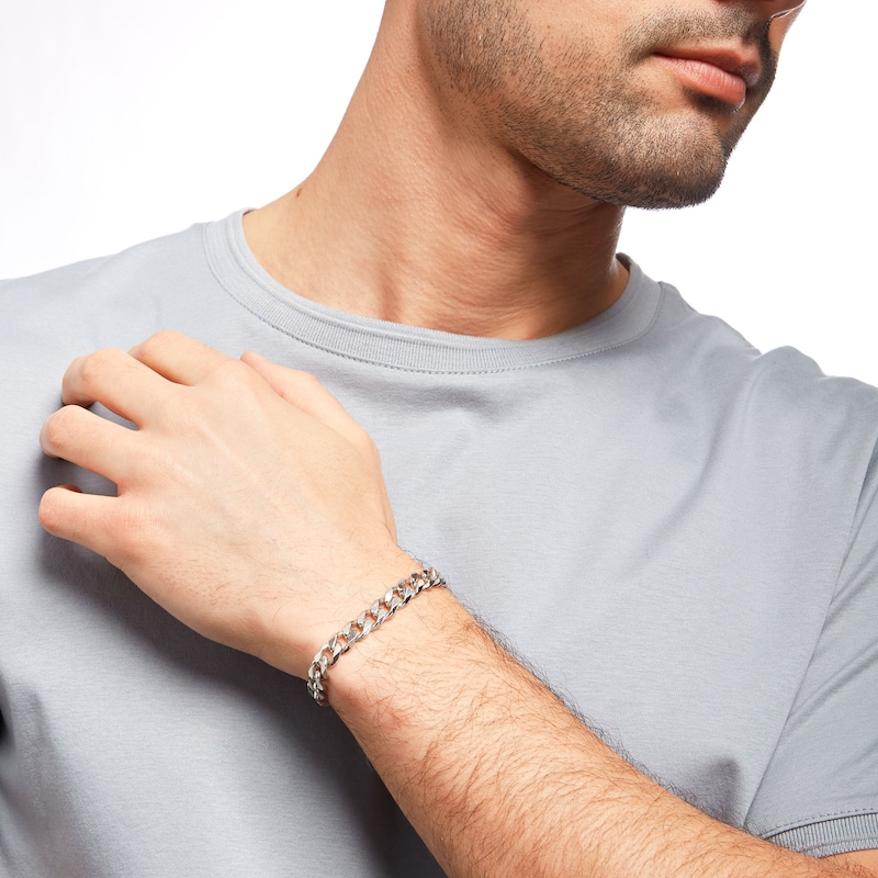 Men's Curb Chain Bracelet in Sterling Silver - 9.0