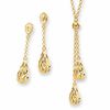 Teardrop Necklace and Earrings Boxed Set in 10K Gold - 17"