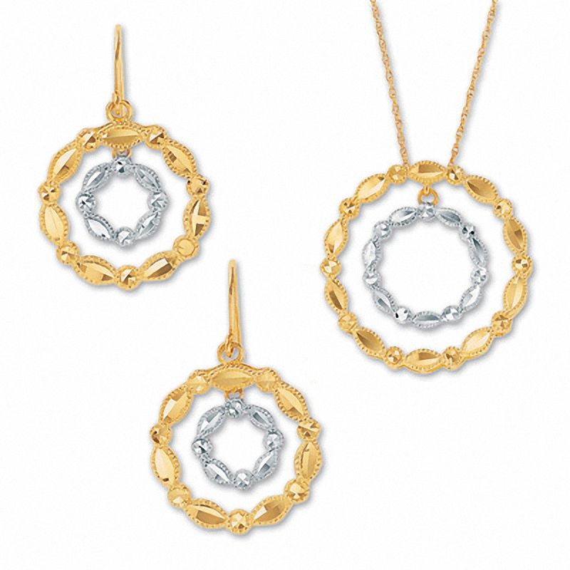 Double-Circle Pendant and Earring Boxed Set in 10K Two-Tone Gold|Peoples Jewellers