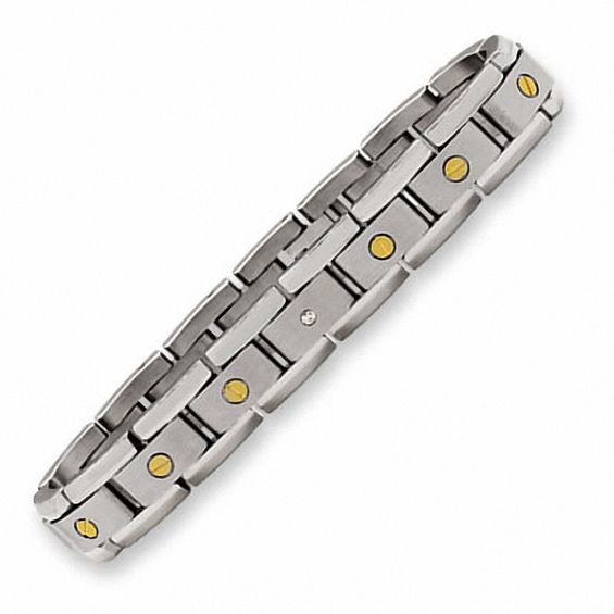 Men's Titanium Bracelet with 10K Gold Screw Accents