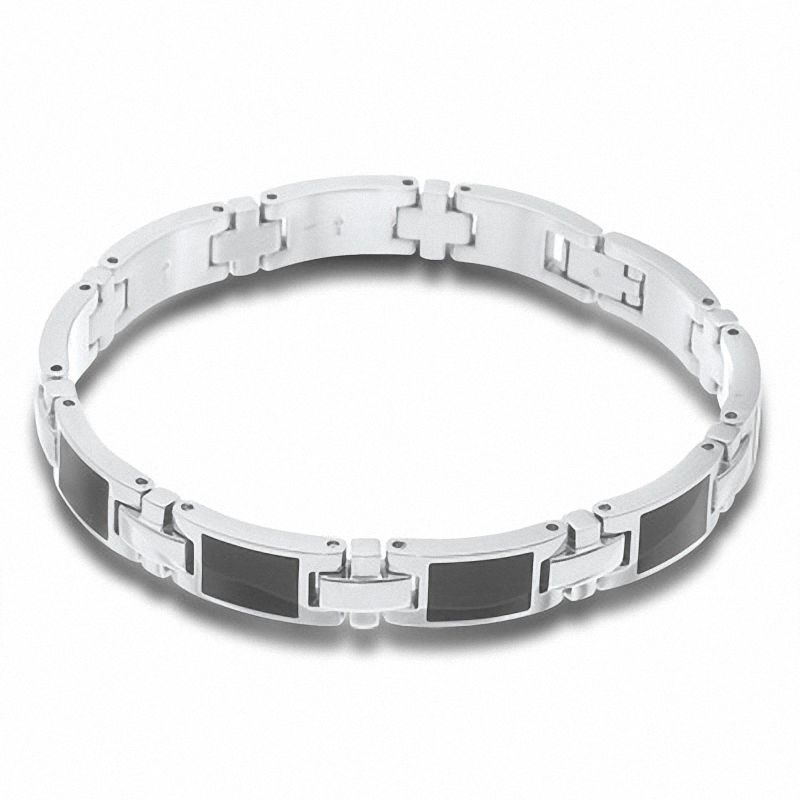Men's Enamel Link Bracelet in Stainless Steel - 8.5"