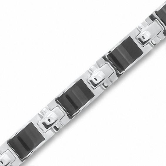 Men's Enamel Link Bracelet in Stainless Steel - 8.5"